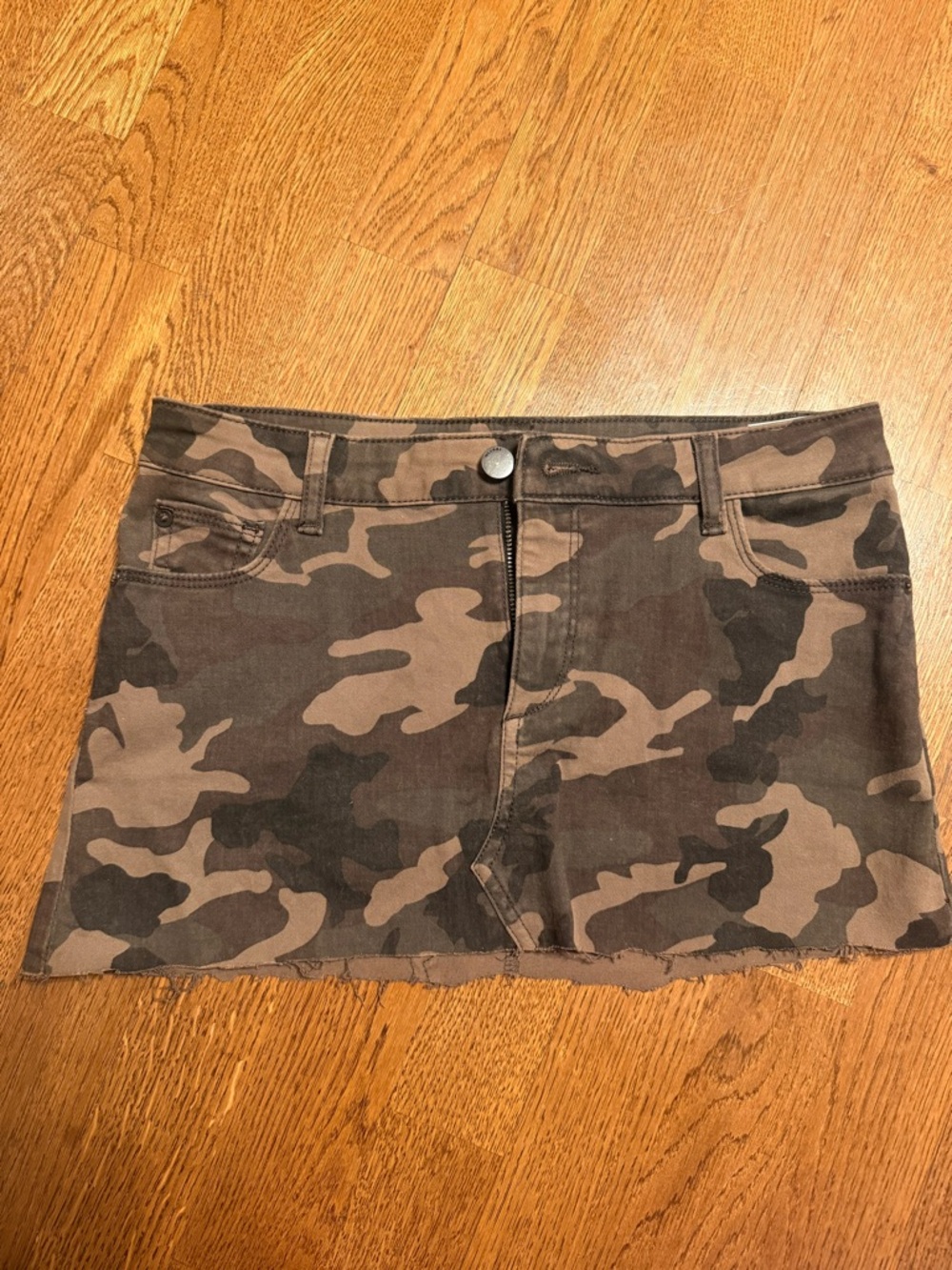 DL1961 Camo Denim Mini Skirt - Brown/Olive